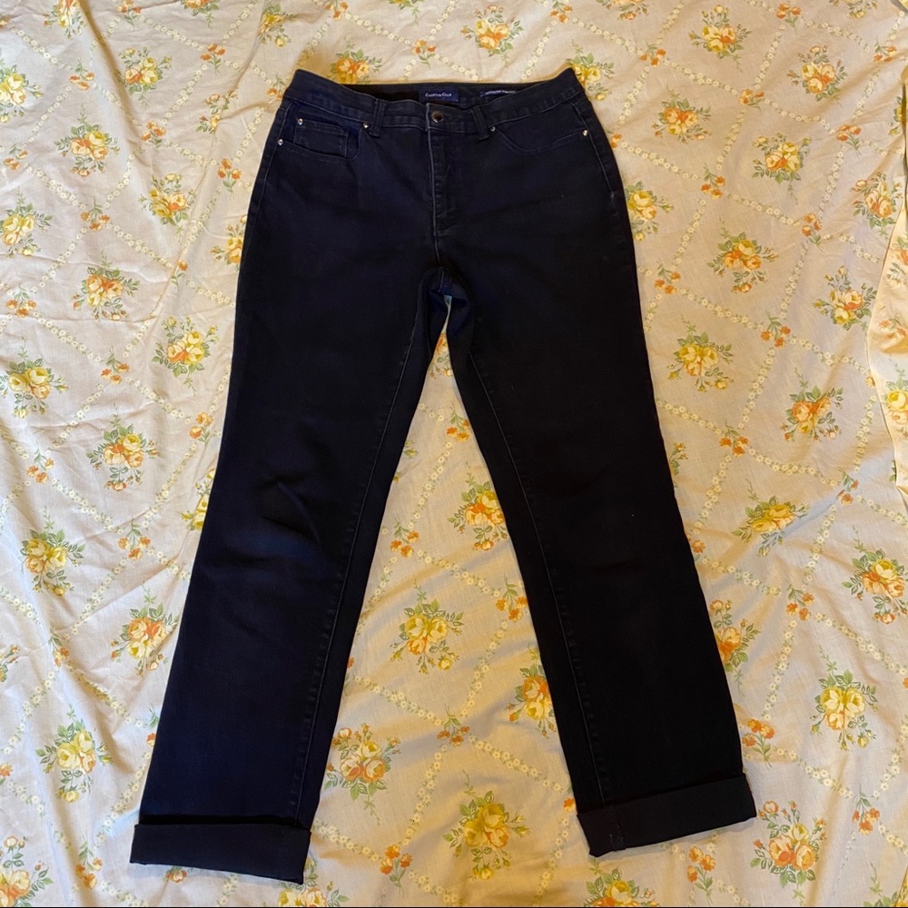 BLACK STRAIGHT LEG JEANS